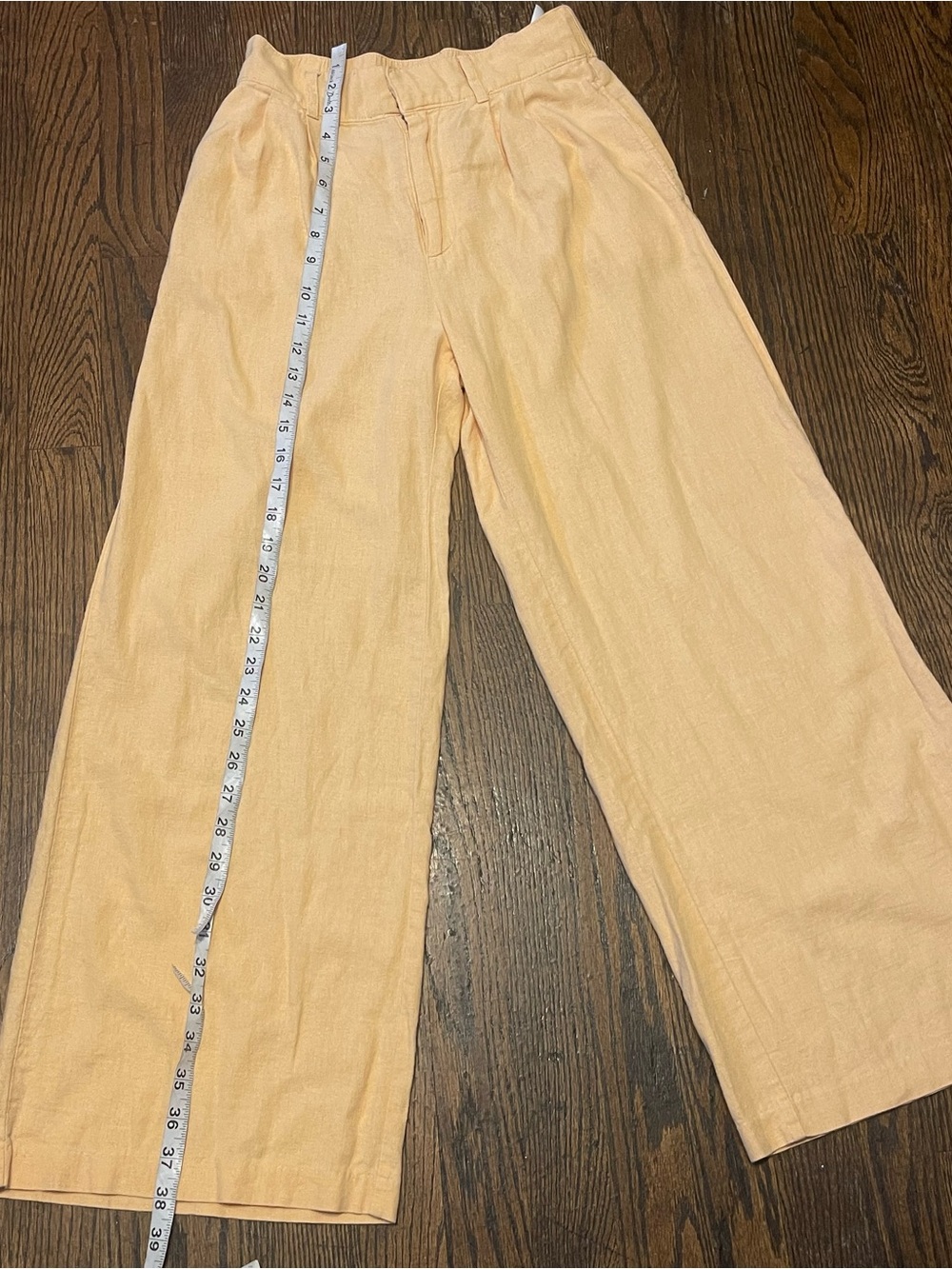 Abercrombie & Fitch Peach Wide Leg Linen-Blend Pants - Picture 7 of 10